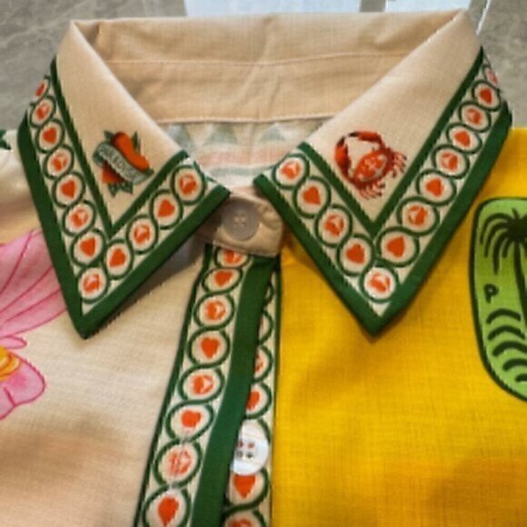 Paradise Colorful Button Down Belted Maxi Collared Shirt Midi Dress 2XL - Picture 7 of 10